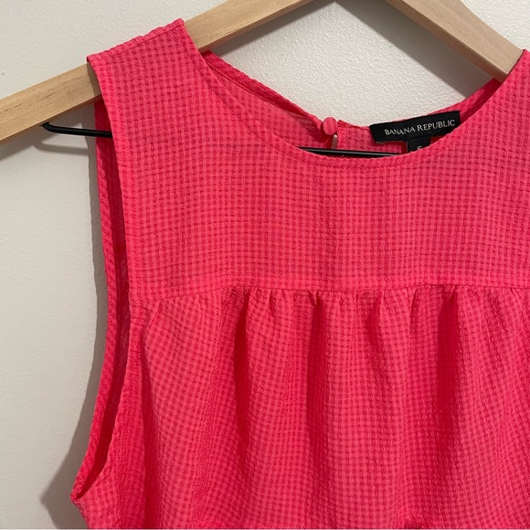 Banana Republic Pink Gingham Peplum Tank Top Sz S - Picture 2 of 11